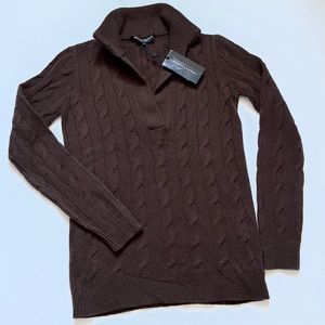 RALPH LAUREN BLACK LABLE ITALY 100% CASHMERE CABLEKNIT SWEATER